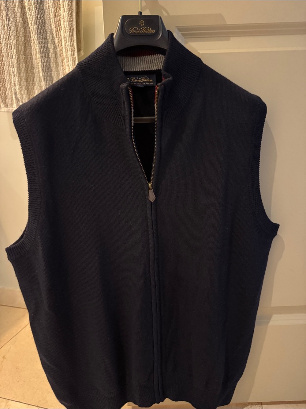 Brooks Brothers Navy Full-Zip Knit Vest